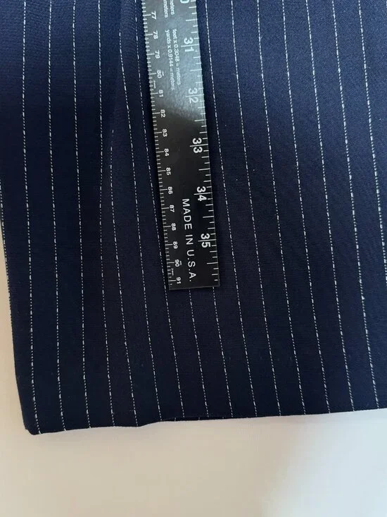 Vintage Miss Dorby Navy Pinstripe Button Collared Midi Dress Size 8P - Picture 6 of 6